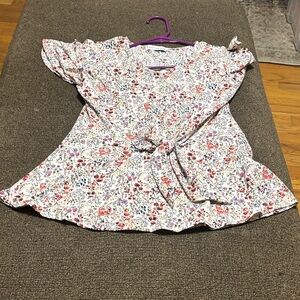 Paper Crane Floral Blouse with Ruffle Sleeves